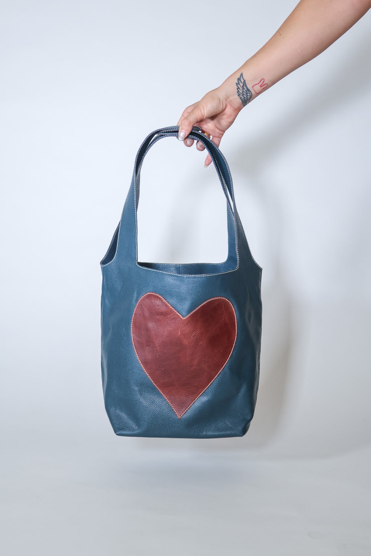 blue & brown- working girl tote