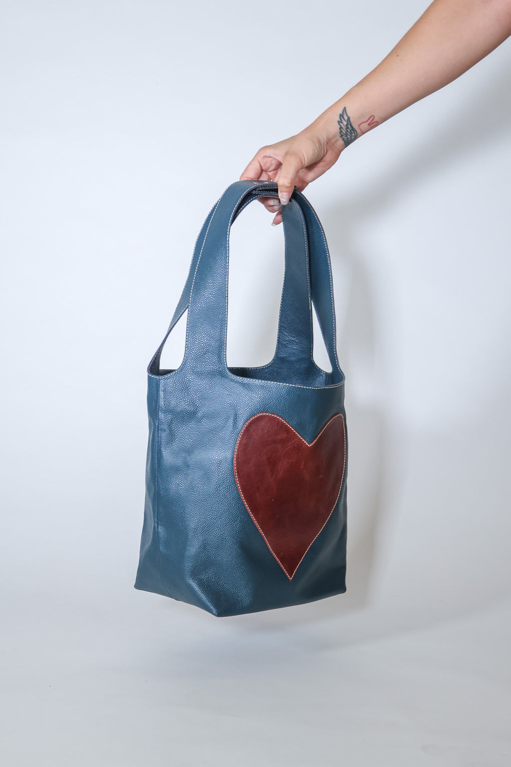 blue & brown- working girl tote