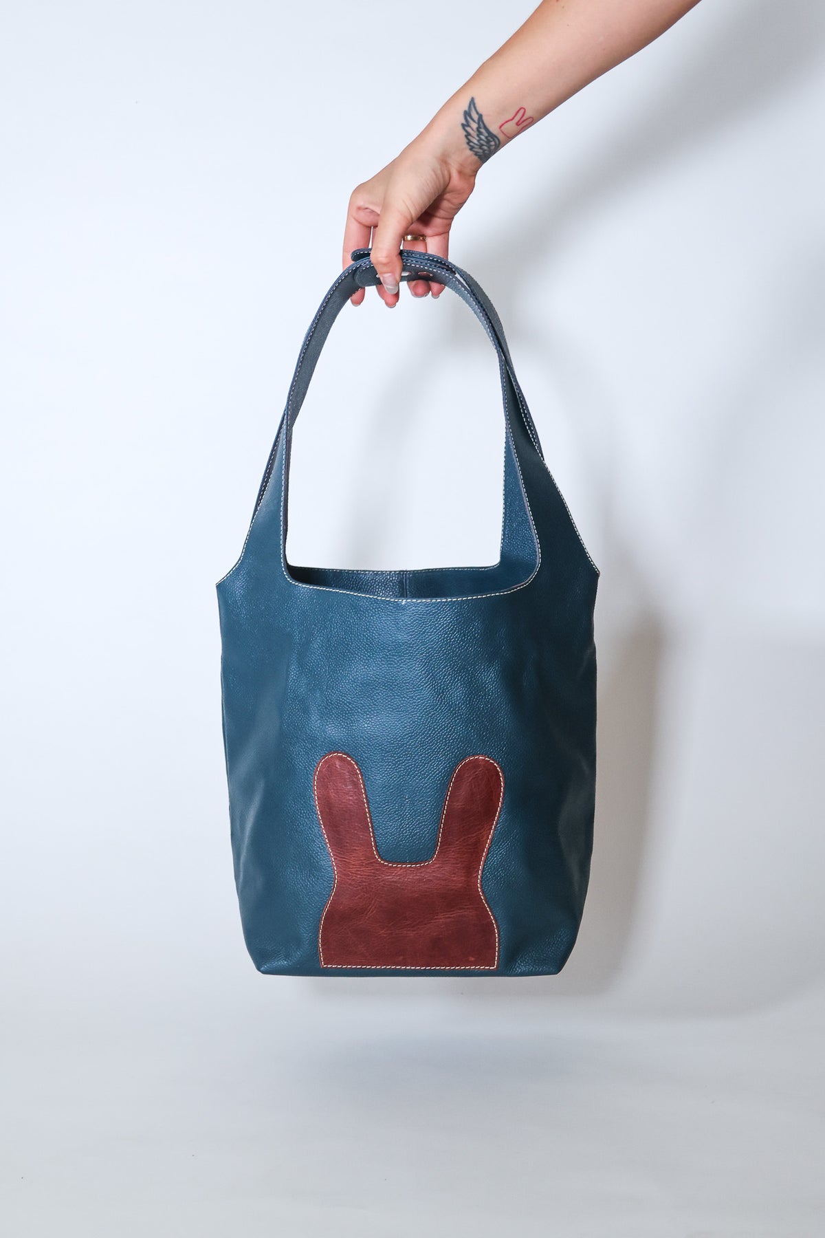 blue & brown- working girl tote